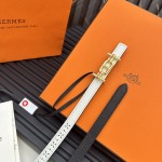 Reversible belt in Hermes Swift and perforated Epsom calfskin