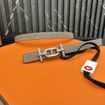 Reversible belt in Hermes Swift and perforated Epsom calfskin