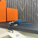 Reversible belt in Hermes Swift and perforated Epsom calfskin