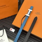 Reversible belt in Hermes Swift and perforated Epsom calfskin