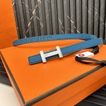 Reversible belt in Hermes Swift and perforated Epsom calfskin