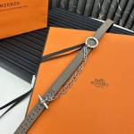 Reversible belt in Hermes Swift and perforated Epsom calfskin