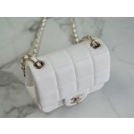 𝗖𝗛𝗔𝗡𝗘𝗟✦𝗖𝗹𝗮 𝘀𝘀𝗶𝗰 𝗙𝗹𝗮𝗽 Italy🇮 🇹 "Box" Original Lambskin 23𝑪 Early Spring Resort Collection Best Dice Square Fat White 🤍