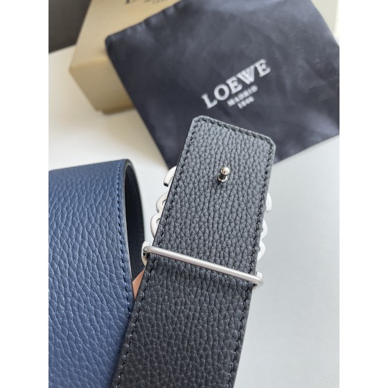 LOEVE stainless steel logo pattern metal buckle with top layer cowhide reversible