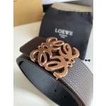 LOEVE stainless steel logo pattern metal buckle with top layer cowhide reversible