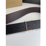 LOEVE stainless steel logo pattern metal buckle with top layer cowhide reversible