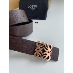 LOEVE stainless steel logo pattern metal buckle with top layer cowhide reversible