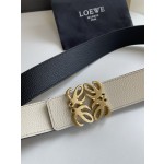 LOEVE stainless steel logo pattern metal buckle with top layer cowhide reversible
