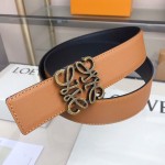 LOEVE stainless steel logo pattern metal buckle with top layer cowhide reversible