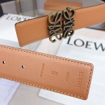 LOEVE stainless steel logo pattern metal buckle with top layer cowhide reversible