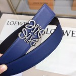 LOEVE stainless steel logo pattern metal buckle with top layer cowhide reversible