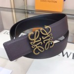 LOEVE stainless steel logo pattern metal buckle with top layer cowhide reversible