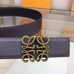 LOEVE stainless steel logo pattern metal buckle with top layer cowhide reversible