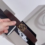 LOEVE stainless steel logo pattern metal buckle with top layer cowhide reversible