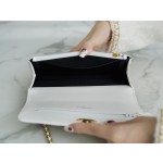 𝗖𝗛𝗔𝗡𝗘𝗟✦ Italian lychee grain calfskin 𝟮𝟐𝑲 New Chain 𝐦𝐢𝐧𝐢 𝐰𝐨𝐜 Cell Phone Bag White