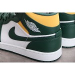 Air Jordan 1 Mid White Yellow Green