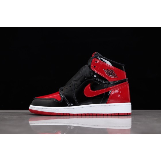 Air Jordan 1 patent leather black and red"