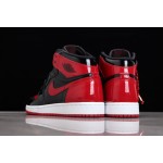 Air Jordan 1 patent leather black and red"