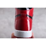 Air Jordan 1 patent leather black and red"