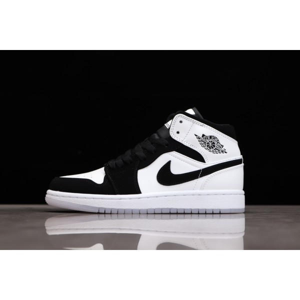 Air Jordan 1 Mid Pearl White Black Panda