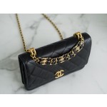 𝗖𝗛𝗔𝗡𝗘𝗟✦ Italian lychee grain calfskin 𝟮𝟐𝑲 New Chain 𝐰𝐨𝐜 Black Gold