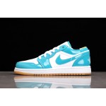 Air Jordan 1 Low AJ1 Joe 1 Low Top Glossy patent leather white and blue