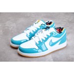 Air Jordan 1 Low AJ1 Joe 1 Low Top Glossy patent leather white and blue