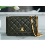 𝗖𝗛𝗔𝗡𝗘𝗟✦ 𝟮𝟐𝑲 Adjustment gold bead clasp Double C 𝗹𝗼𝗴𝗼 embossed small gold column woc adjustable buckle Cuban green