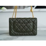 𝗖𝗛𝗔𝗡𝗘𝗟✦ 𝟮𝟐𝑲 Adjustment gold bead clasp Double C 𝗹𝗼𝗴𝗼 embossed small gold column woc adjustable buckle Cuban green