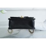 𝗖𝗛𝗔𝗡𝗘𝗟✦ France 🇫🇷 original [HAAS] fine grain calfskin 🐂 𝟮𝟮k Postman Tofu Bag Black Gold