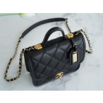 𝗖𝗛𝗔𝗡𝗘𝗟✦ France 🇫🇷 original [HAAS] fine grain calfskin 🐂 𝟮𝟮k Postman Tofu Bag Black Gold