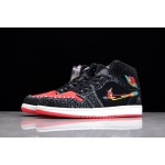 Air Jordan 1 Mid Black Red Embroidered Day of the Dead