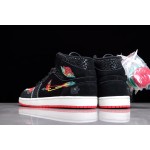 Air Jordan 1 Mid Black Red Embroidered Day of the Dead