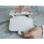 𝗖𝗛𝗔𝗡𝗘𝗟✦ France 🇫🇷 Original [HAAS] Fine Grain Calfskin 🐂𝟮𝟮𝟮k Messenger Tofu Bag White 🤍