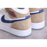 Air Jordan 1 Mid White Blue Brown
