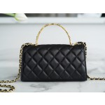 𝗖𝗛𝗔𝗡𝗘𝗟✦ Italy 🇮🇹 [Box] Original Open Department Lambskin 22B Enamel Buckle Kelly Large Black Gold