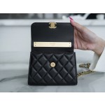 𝗖𝗛𝗔𝗡𝗘𝗟✦ Italy 🇮🇹 [Box] Original Open Department Lambskin 22B Enamel Buckle Kelly Medium Black Gold