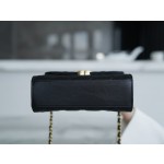 𝗖𝗛𝗔𝗡𝗘𝗟✦ Italy 🇮🇹 [Box] Original Open Department Lambskin 22B Enamel Buckle Kelly Medium Black Gold