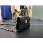 𝗖𝗛𝗔𝗡𝗘𝗟✦ Italy 🇮🇹 [Box] Original Open Department Lambskin 22B Enamel Buckle Kelly Small Black Gold