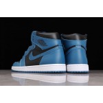 Air Jordan 1 zwart blauw zwart en blauwe teen c