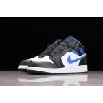 Air Jordan 1 Mid Zwart Wit Geel Thuis Blauw Haak