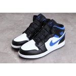 Air Jordan 1 Mid Zwart Wit Geel Thuis Blauw Haak