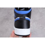 Air Jordan 1 Mid Zwart Wit Geel Thuis Blauw Haak