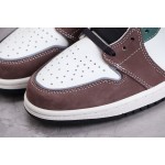 Air Jordan 1 High Top Colour Splicing Wit Bruin Zwart Purper Groen