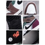 Air Jordan 1 High Top Colour Splicing Wit Bruin Zwart Purper Groen