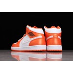 Air Jordan 1 White and Orange Small Buckle Shred Mid Top