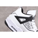 Air Jordan 4 black and white hand painted graffiti