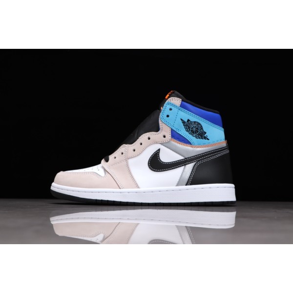 Air Jordan 1 blue and white patchwork high top