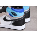 Air Jordan 1 blue and white patchwork high top