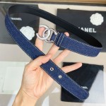 𝗖𝗛𝗔𝗡𝗘𝗟 Classic denim blue belt
